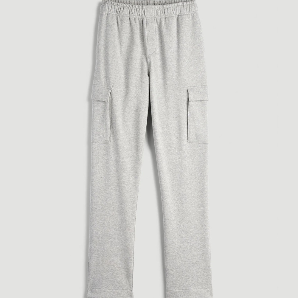 Men's Gray Cargo Sweatpants with Elastic Waist